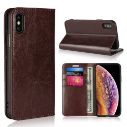 iPhone XS / X Blue Moon Wallet Leather Case - Brown