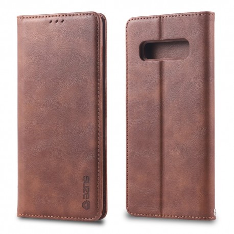 Samsung Galaxy S10 Retro style Wallet Stand Leather Protective Case - Brown