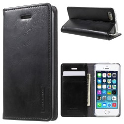 Blue Moon for iPhone SE and 5S Wallet Leather Case - Black