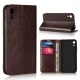 iPhone XR Etui Portefeuille en Cuir Blue Moon - Marron