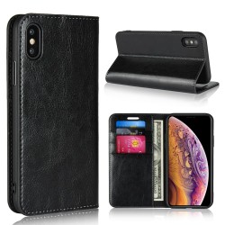 iPhone XS / X Blue Moon Wallet Leather Case - Black